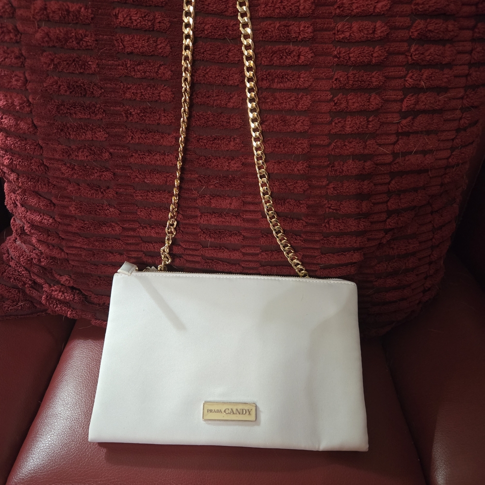 Prada Candy White Crossbody Bag with Gold Chain